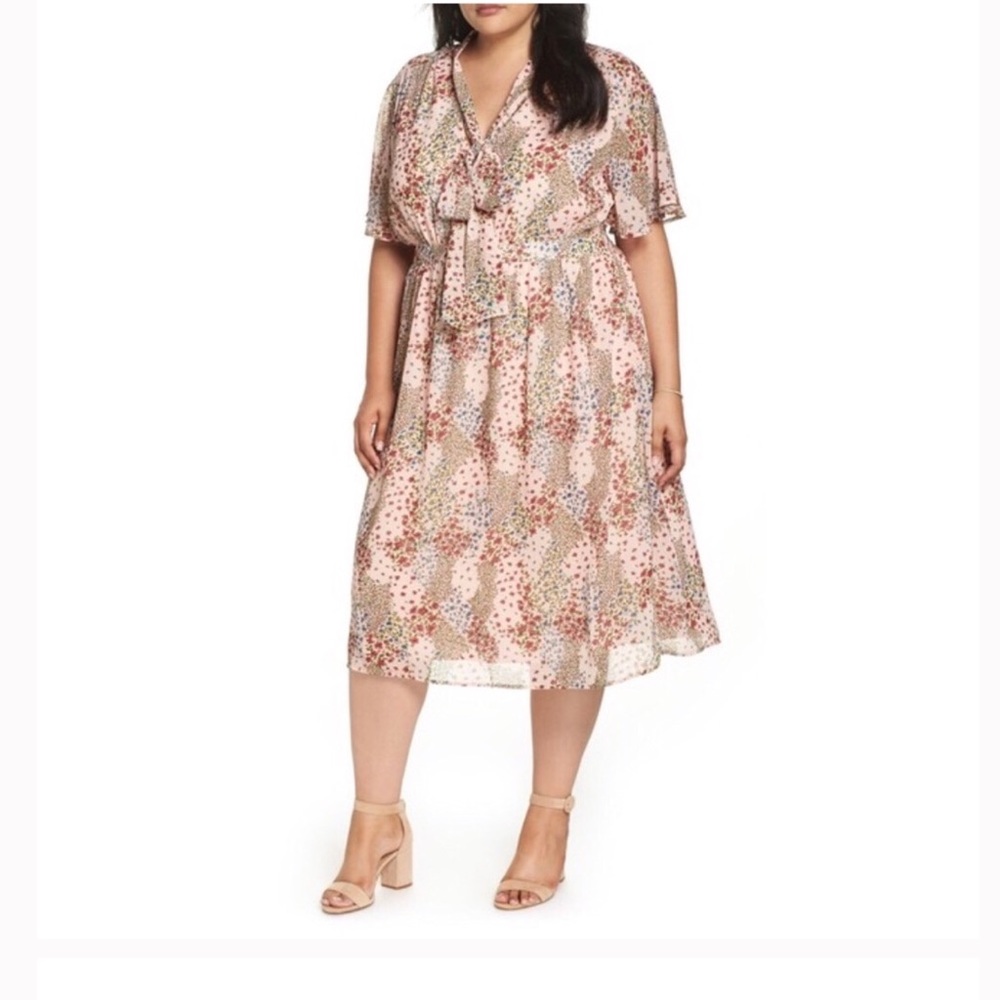 Nordstrom 1901 brand feminine floral neck tie detailing dress size Medium NWT